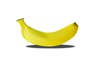 A single banana on white background 