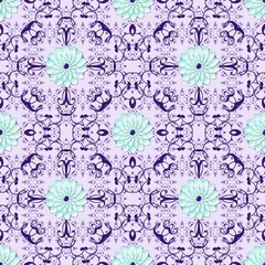 Paper in 3D rendering  in arabic style with flowers in the background. Texture with the design of cut flowers...Paper flowers as an endless background... ..