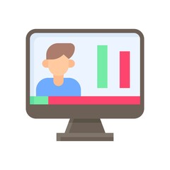 election related character or boy in computer screen with graph vector in flat style,