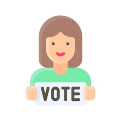 elections related girl with vote slip or vote board on which written text vector in flat style,