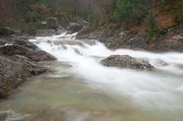 Fototapeta premium Bellos River in the Ordesa and Monte Perdido National Park. Añisclo Canyon. Pyrenees. Huesca. Aragon. Spain.