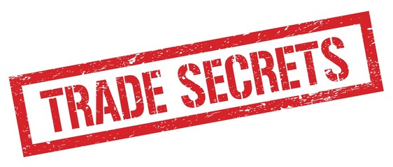 TRADE SECRETS red grungy rectangle stamp.