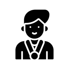 elections related boy or character with winner badge and ribbon vector in solid design,