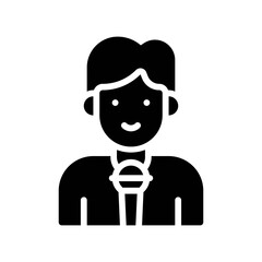 elections related boy or character speech for voting with mic vector in solid design,