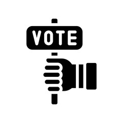 election related hand board in boy hand with written text vector in solid design,