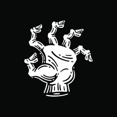 Zombie hand on dark background. Vector Illustration.