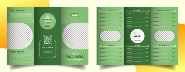 Food menu trifold brochure template. Food brochure for restaurant.