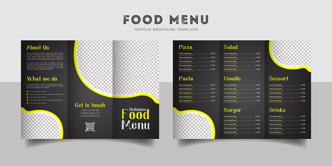 Food menu trifold brochure template. Food brochure for restaurant.