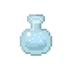 Blue potion pixel art. Vector Picture.