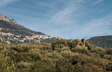 Fototapeta na wymiar Village of Santa-Reparata-di-Balagna in Corsica