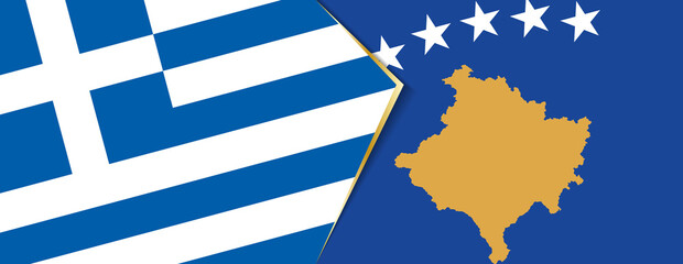 Greece and Kosovo flags, two vector flags.