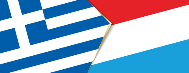 Greece and Luxembourg flags, two vector flags.