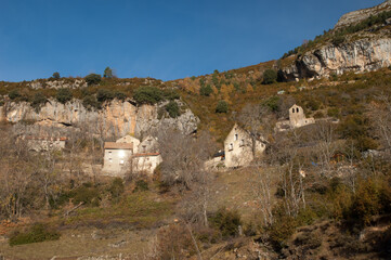 Village of Revilla in the Pyrenees. Huesca. Aragon. Spain.