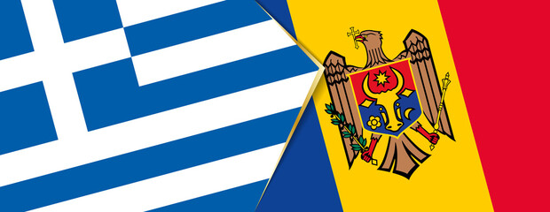 Greece and Moldova flags, two vector flags.