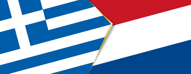 Greece and Netherlands flags, two vector flags.