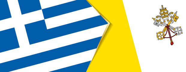 Greece and Vatican City flags, two vector flags.