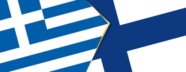 Greece and Finland flags, two vector flags.
