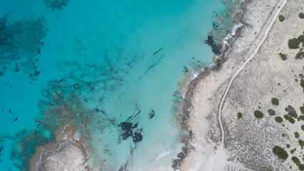 rocks and beaches with turquoise sea in Formentera island