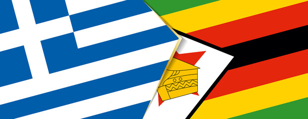 Greece and Zimbabwe flags, two vector flags.