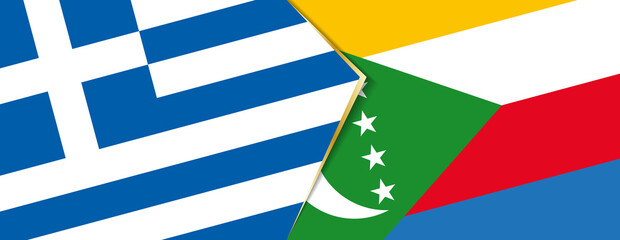 Greece and Comoros flags, two vector flags.