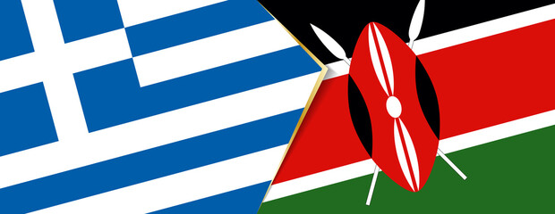 Greece and Kenya flags, two vector flags.