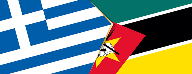 Greece and Mozambique flags, two vector flags.