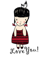 Illustrated tribal girl with slogan