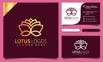 Beauty Lotus Flower logo design vector illustration, elegant, modern company business card template