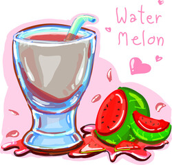 watermelon juice on pink background

