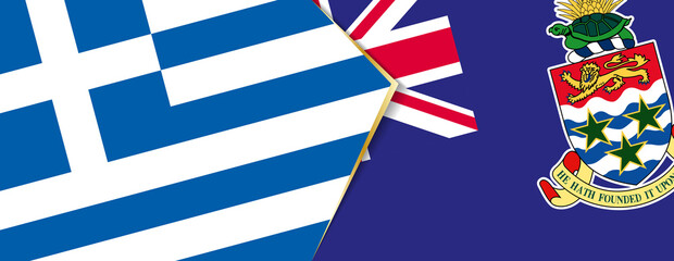 Greece and Cayman Islands flags, two vector flags.