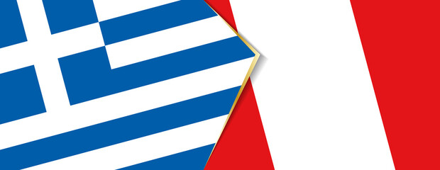 Greece and Peru flags, two vector flags.