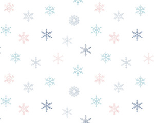 水彩風の雪の結晶の背景／パターン／かわいい／パステルカラー／冬／クリスマス／テクスチャ