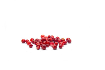  Lingonberry berries on a white background.