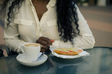 Black girl having breakfast