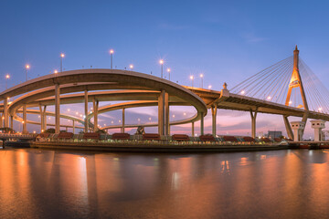 Motorway, Expressway, Freeway the infrastructure for transportation in modern city, urban view at...
