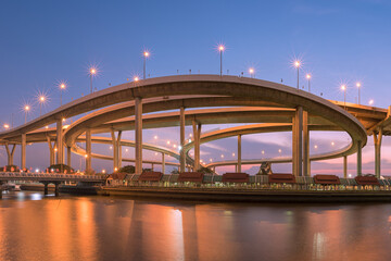 Motorway, Expressway, Freeway the infrastructure for transportation in modern city, urban view at...