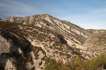 Fototapeta na wymiar Mountain in the Natural Park of the Mountains and Canyons of Guara. Huesca. Aragon. Spain.