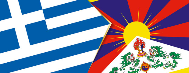 Greece and Tibet flags, two vector flags.