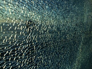 broken glass at sunset. background