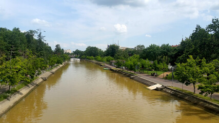 Fototapeta na wymiar A view of the Bega river Timisoara, Romania