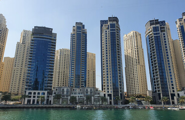 Fototapeta na wymiar View on Dubai Marina skyscrapers, Dubai, United Arab Emirates