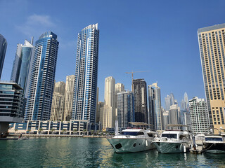 View on Dubai Marina skyscrapers, Dubai, United Arab Emirates