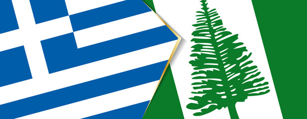 Greece and Norfolk Island flags, two vector flags.