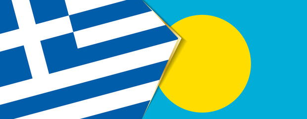 Greece and Palau flags, two vector flags.
