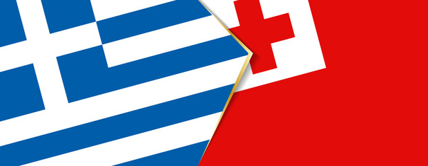 Greece and Tonga flags, two vector flags.