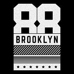 Vector retro illustration on the theme of Brooklyn. Urban. Modern. Stylized vintage grunge white typography, poster, print.