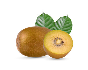 Yellow kiwi fruit on white background