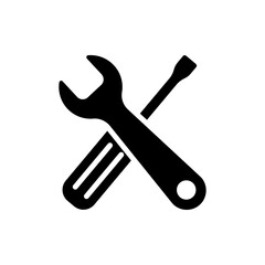Wrench and screwdriver icon. One of set web icon