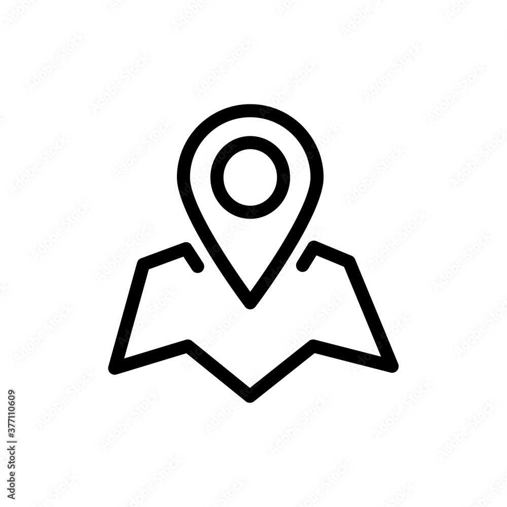 Aufkleber pin on the map, linear icon. one of a set of linear web icon