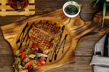 meat on a wooden board